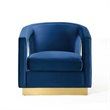 Modway Frolick Performance Velvet and Stainless Steel Armchair in Navy