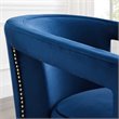Modway Frolick Performance Velvet and Stainless Steel Armchair in Navy