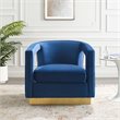 Modway Frolick Performance Velvet and Stainless Steel Armchair in Navy
