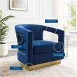 Modway Frolick Performance Velvet and Stainless Steel Armchair in Navy