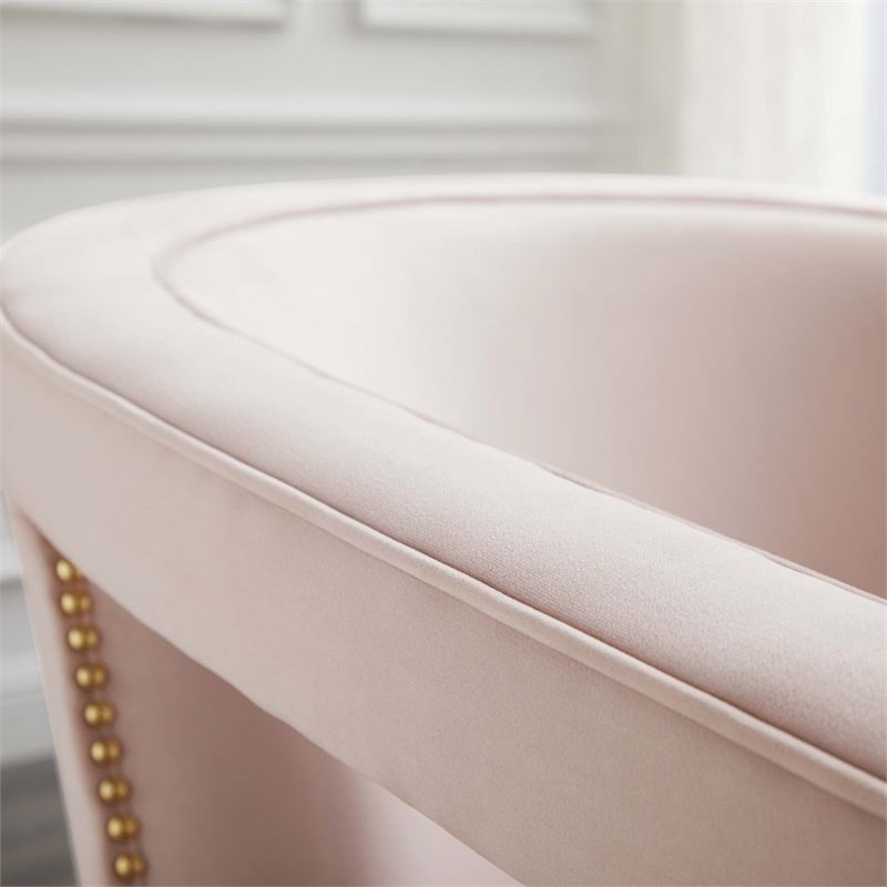 Modway Frolick Performance Velvet and Stainless Steel Armchair in Pink