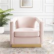 Modway Frolick Performance Velvet and Stainless Steel Armchair in Pink