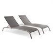 Modway Savannah Modern Aluminum Outdoor Chaise Lounge in Gray (Set of 2)
