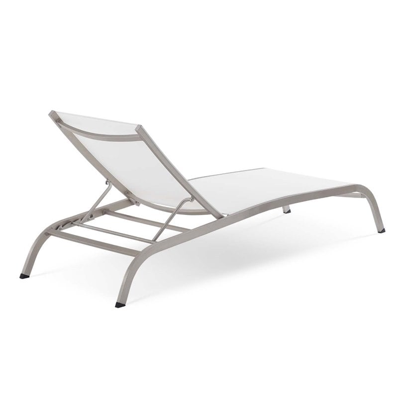 Modway Savannah Modern Aluminum Outdoor Chaise Lounge in White (Set of 2)