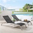 Modway Savannah 3-Piece Modern Aluminum Lounge Chair with Side Table in Black