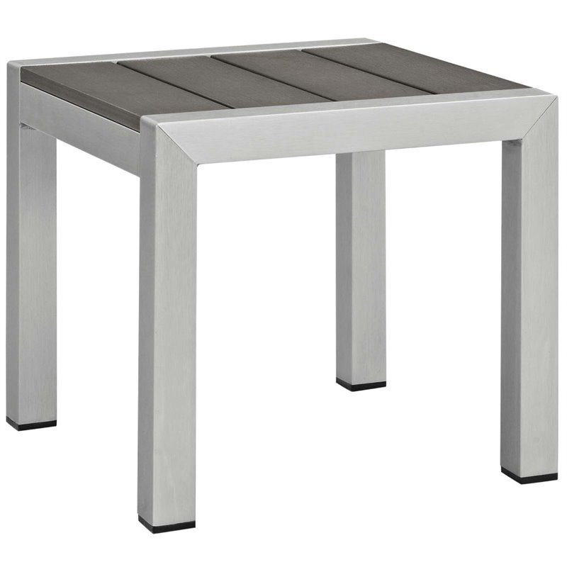 Modway Savannah 3-Piece Modern Aluminum Lounge Chair with Side Table in Black