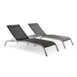 Modway Savannah 3-Piece Modern Aluminum Lounge Chair with Side Table in Black