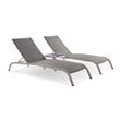 Modway Savannah 3-Piece Modern Aluminum Lounge Chair with Side Table in Gray