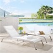 Modway Savannah 3-Piece Modern Aluminum Lounge Chair with Side Table in White