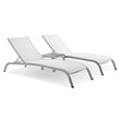 Modway Savannah 3-Piece Modern Aluminum Lounge Chair with Side Table in White