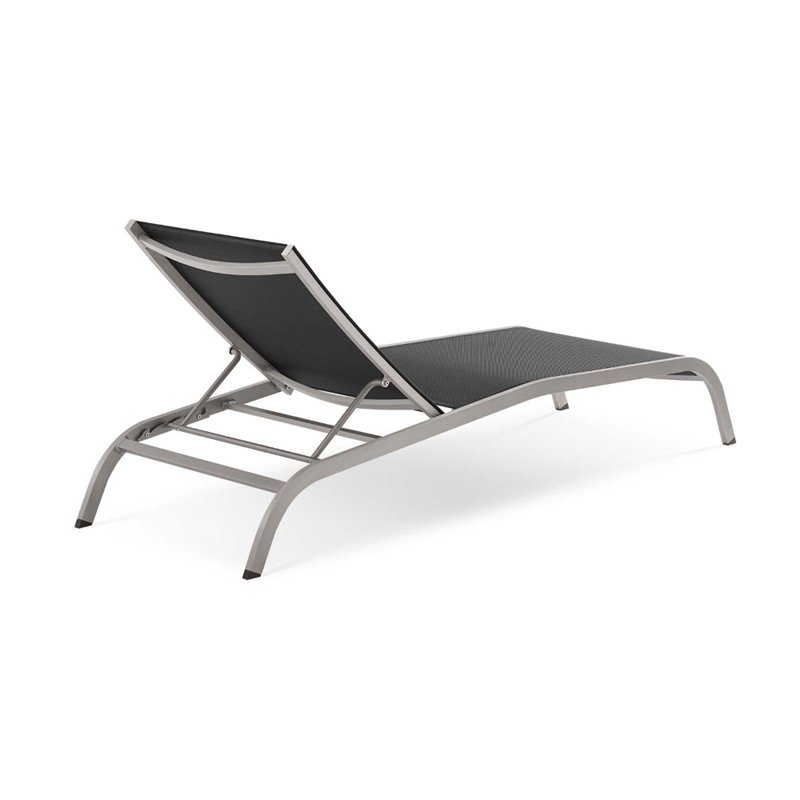 Modway Savannah Modern Aluminum Patio Chaise Lounge in Black (Set of 4)