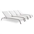 Modway Savannah Modern Aluminum Patio Chaise Lounge in White (Set of 4)