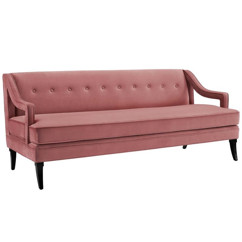Modway Concur 2-Piece Modern Performance Velvet Living Room Set in Dusty Rose