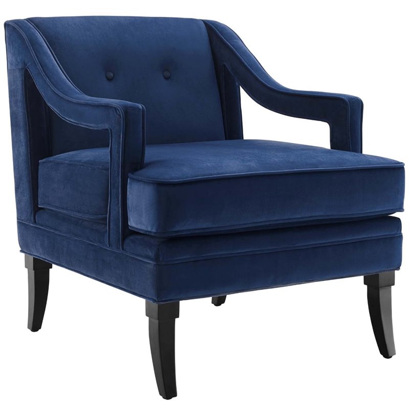 Modway Concur Modern Performance Velvet Armchairs in Navy (Set of 2)
