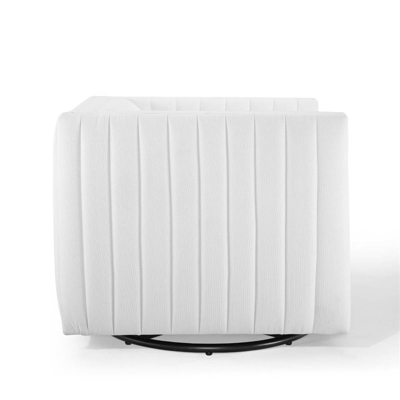 Modway Conjure Modern Tufted Swivel Fabric Upholstered Armchair in White