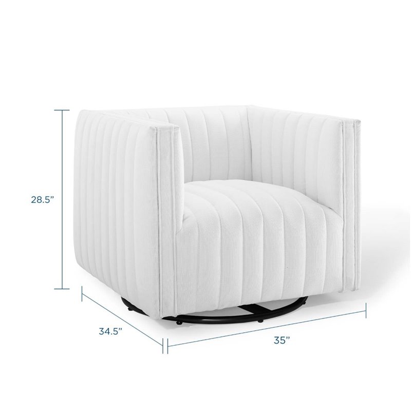 Modway Conjure Modern Tufted Swivel Fabric Upholstered Armchair in White