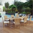 Modway Marina 9-Piece Modern Solid Teak Wood Outdoor Dining Set in Natural/White