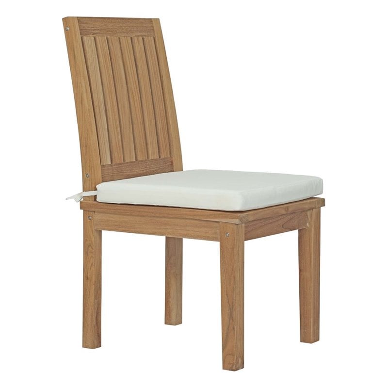 Modway Marina 9-Piece Modern Solid Teak Wood Outdoor Dining Set in Natural/White