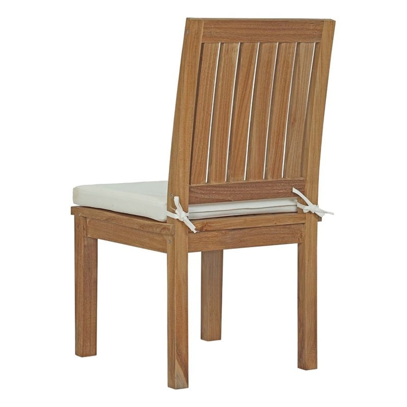 Modway Marina 9-Piece Modern Solid Teak Wood Outdoor Dining Set in Natural/White