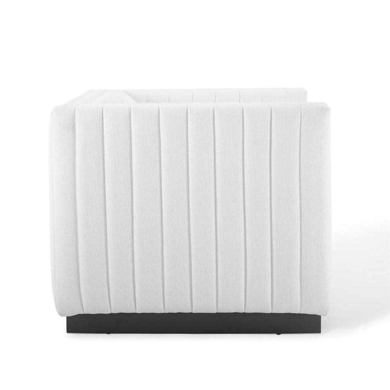Modway Conjure Modern Tufted Fabric Upholstered Armchair in Black/White