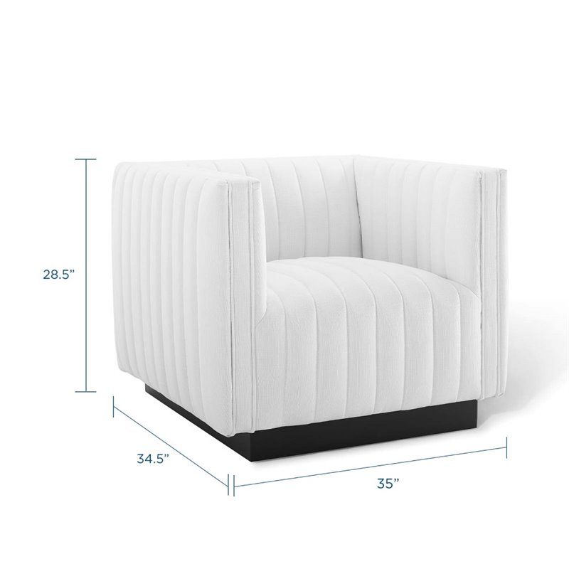 Modway Conjure Modern Tufted Fabric Upholstered Armchair in Black/White