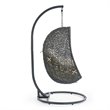 Modway Hide Modern Rattan/Fabric Outdoor Swing Chair with Stand in Beige/Gray