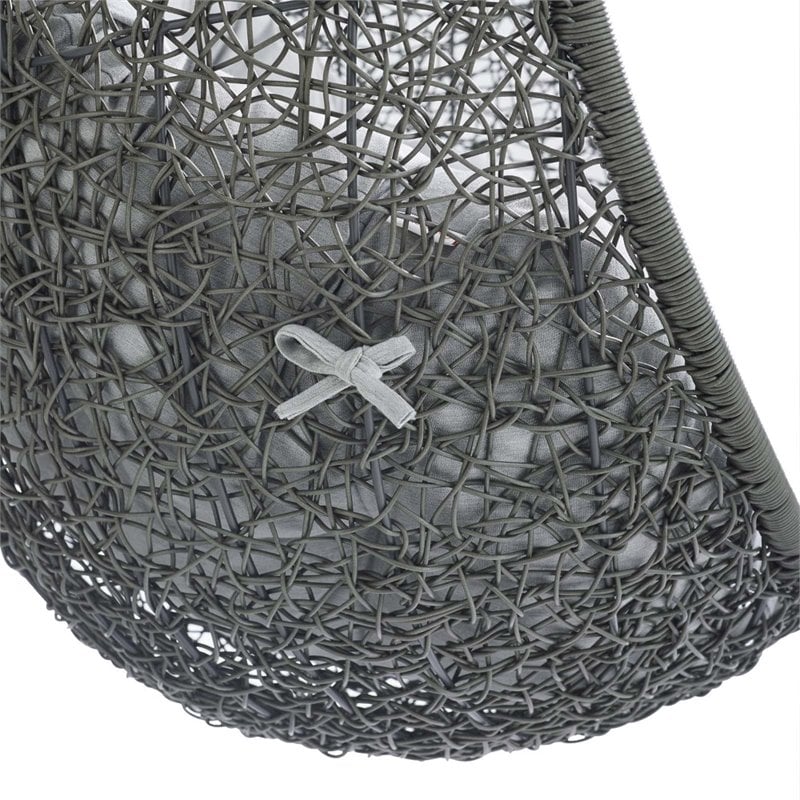 Modway Hide Modern Rattan/Fabric Outdoor Swing Chair with Stand in Gray