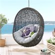 Modway Hide Modern Rattan/Fabric Outdoor Swing Chair with Stand in Gray