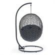 Modway Hide Modern Rattan/Fabric Outdoor Swing Chair with Stand in Navy/Gray