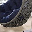Modway Hide Modern Rattan/Fabric Outdoor Swing Chair with Stand in Navy/Gray