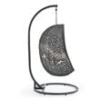 Modway Hide Modern Rattan/Fabric Outdoor Swing Chair with Stand in Gray/White