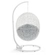 Modway Hide Modern Rattan/Fabric Outdoor Swing Chair with Stand in White/Gray