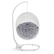Modway Hide Modern Rattan/Fabric Outdoor Swing Chair with Stand in White/Navy