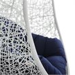Modway Hide Modern Rattan/Fabric Outdoor Swing Chair with Stand in White/Navy