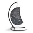 Modway Encase Modern Rattan/Fabric Outdoor Swing Chair with Stand in Black/Gray
