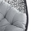 Modway Encase Modern Rattan/Fabric Outdoor Swing Chair with Stand in Black/Gray
