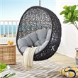 Modway Encase Modern Rattan/Fabric Outdoor Swing Chair with Stand in Black/Gray