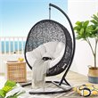 Modway Encase Modern Rattan/Fabric Outdoor Swing Chair with Stand in Black/White