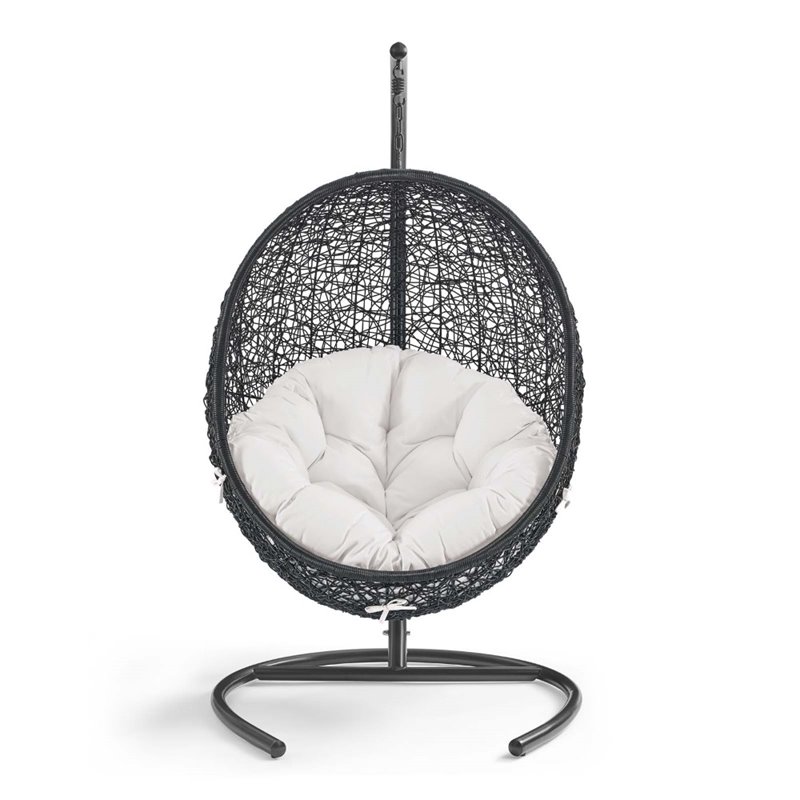 Modway Encase Modern Rattan Fabric Outdoor Swing Chair with Stand