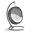 Modway Encase Modern Rattan/Fabric Outdoor Swing Chair with Stand in Black/White