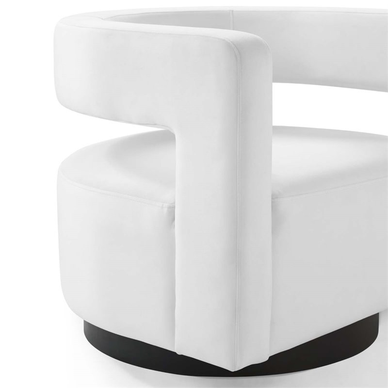 Modway Spin Modern Performance Velvet Swivel Armchair in White