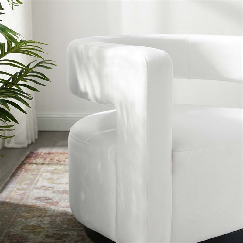 Modway Spin Modern Performance Velvet Swivel Armchair in White