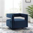 Modway Booth Modern Performance Velvet Swivel Armchair in Midnight Blue