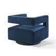 Modway Booth Modern Performance Velvet Swivel Armchair in Midnight Blue