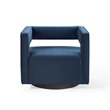 Modway Booth Modern Performance Velvet Swivel Armchair in Midnight Blue