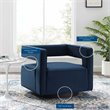 Modway Booth Modern Performance Velvet Swivel Armchair in Midnight Blue