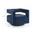 Modway Booth Modern Performance Velvet Swivel Armchair in Midnight Blue
