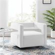 Modway Booth Modern Performance Velvet Swivel Armchair in White
