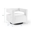 Modway Booth Modern Performance Velvet Swivel Armchair in White