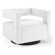 Modway Booth Modern Performance Velvet Swivel Armchair in White